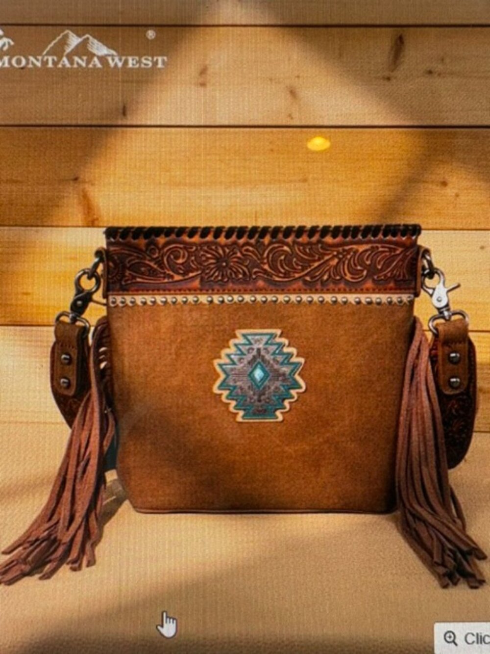 Montana West Tooled Aztec Concho Crossbody Bag Brown NWT